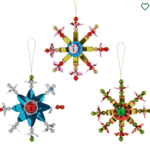 metallic foil retro snowflake ornaments 3colors